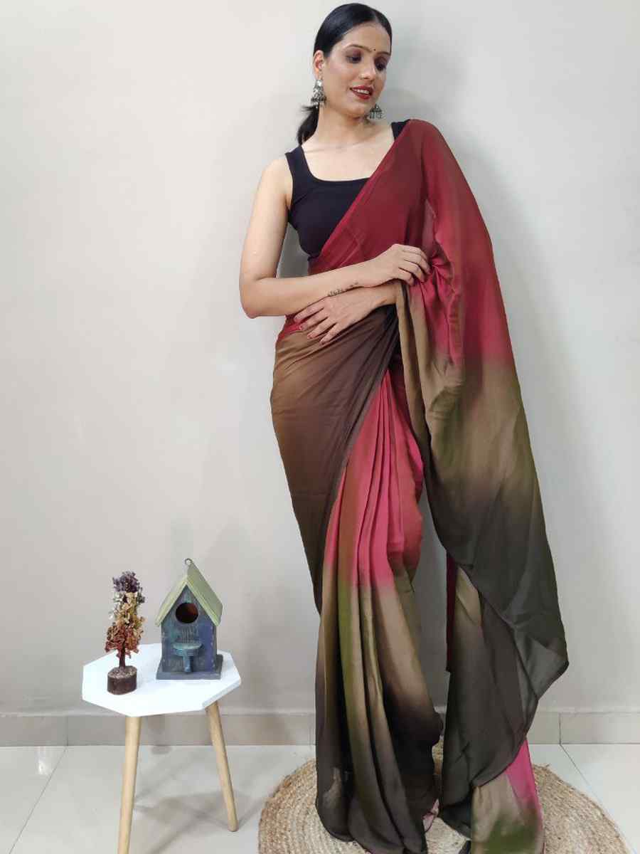 Mehendi Pure Soft Georgette Silk Printed Festival Casual Contemporary Saree