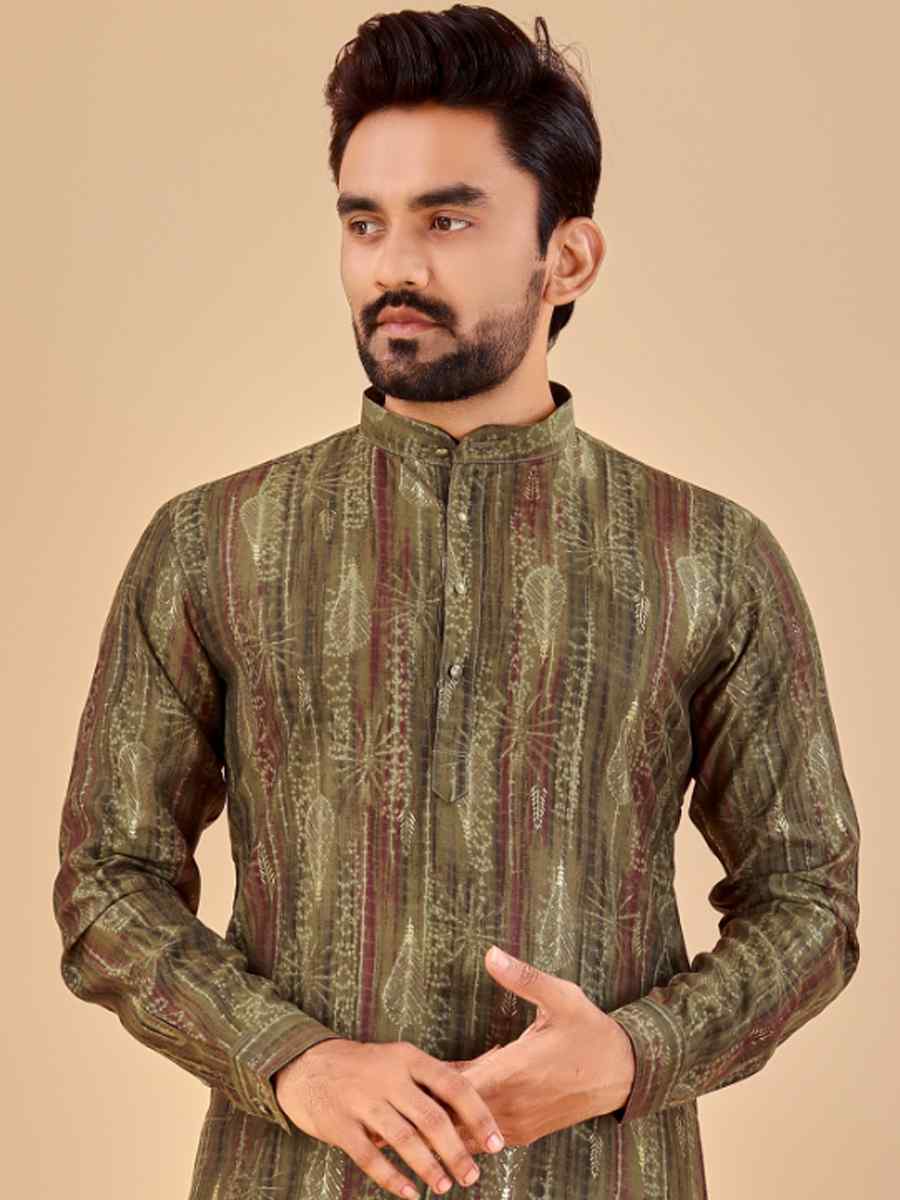 Mehndi Green Premium Soft Cotton Printed Festival Casual Kurta