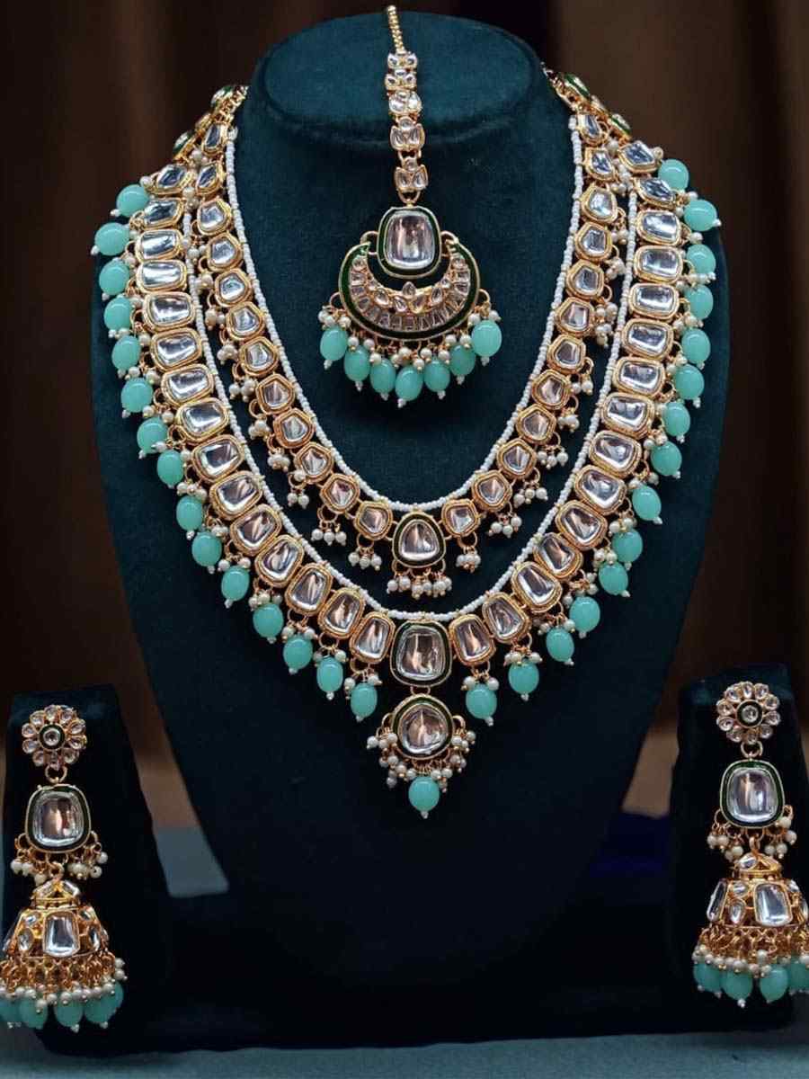 Mint Alloy Festival Wear Kundan Necklace