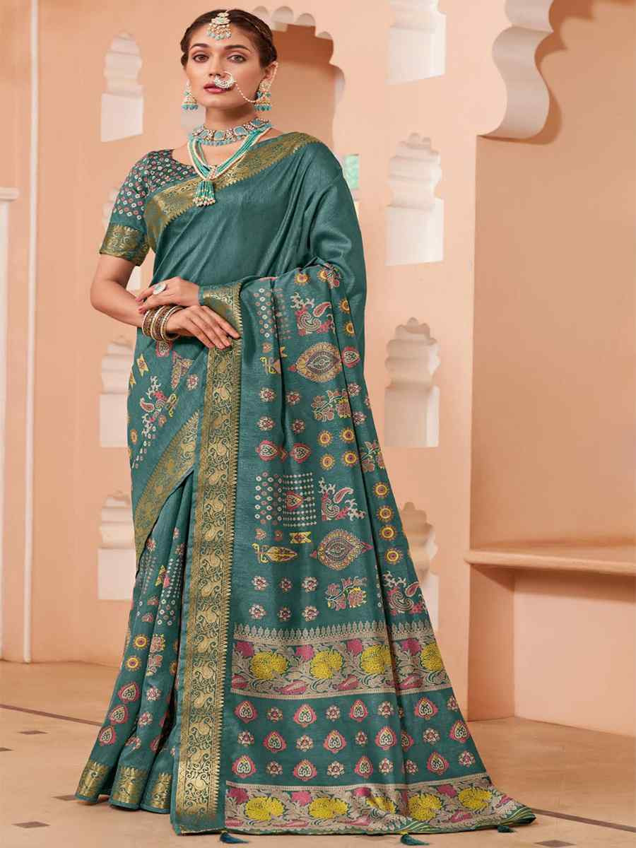 Mint Silk Handwoven Festival Wedding Heavy Border Saree