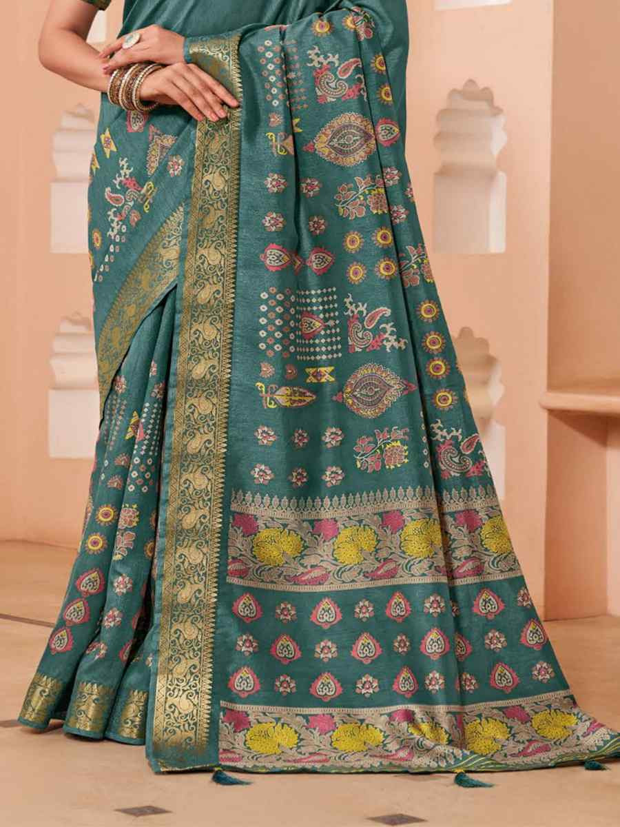 Mint Silk Handwoven Festival Wedding Heavy Border Saree