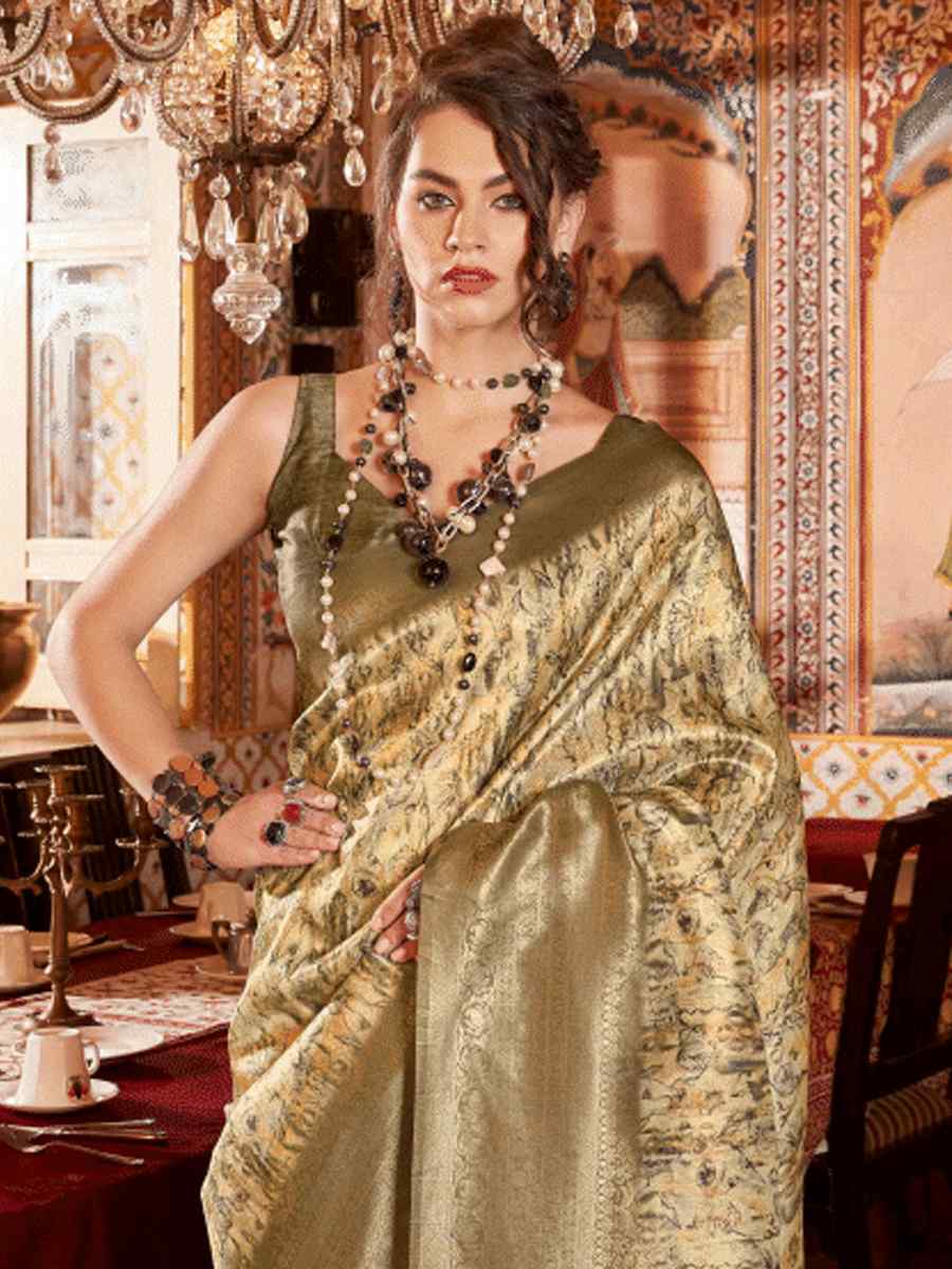 Mint Soft Silk Handwoven Festival Wedding Heavy Border Saree