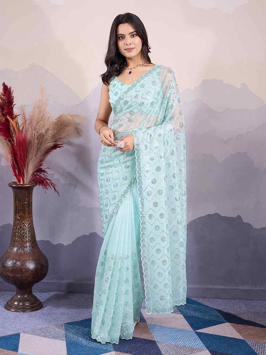 Mint Twill Net Handwoven Festival Wedding Heavy Border Saree