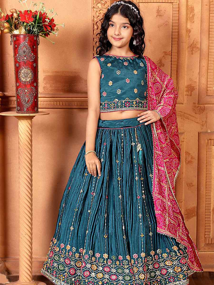 Morepeach Chinon Embroidered Wedding Festival Lehengas Girls Wear