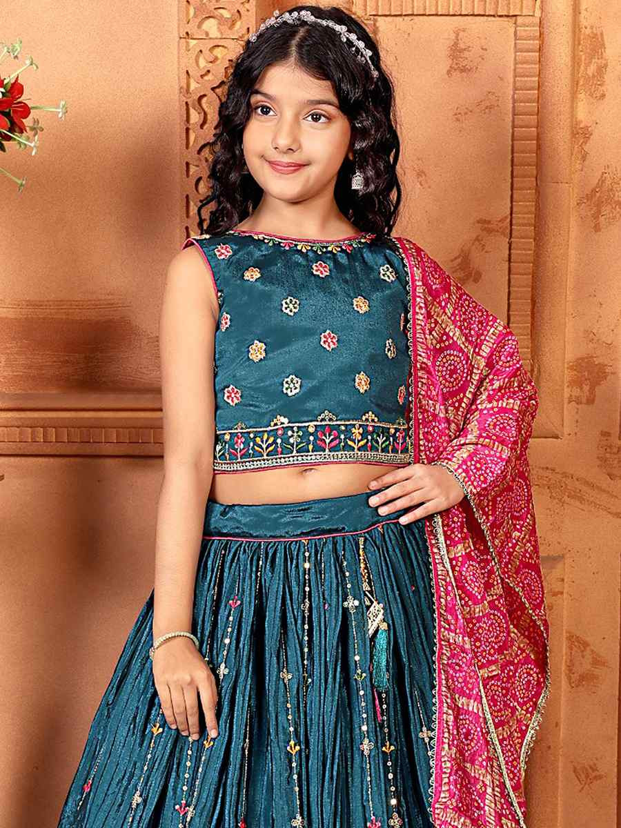 Morepeach Chinon Embroidered Wedding Festival Lehengas Girls Wear