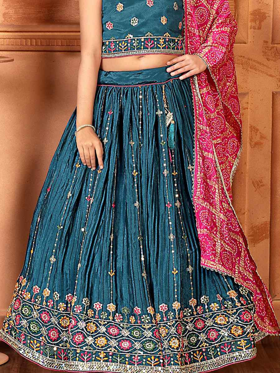 Morepeach Chinon Embroidered Wedding Festival Lehengas Girls Wear