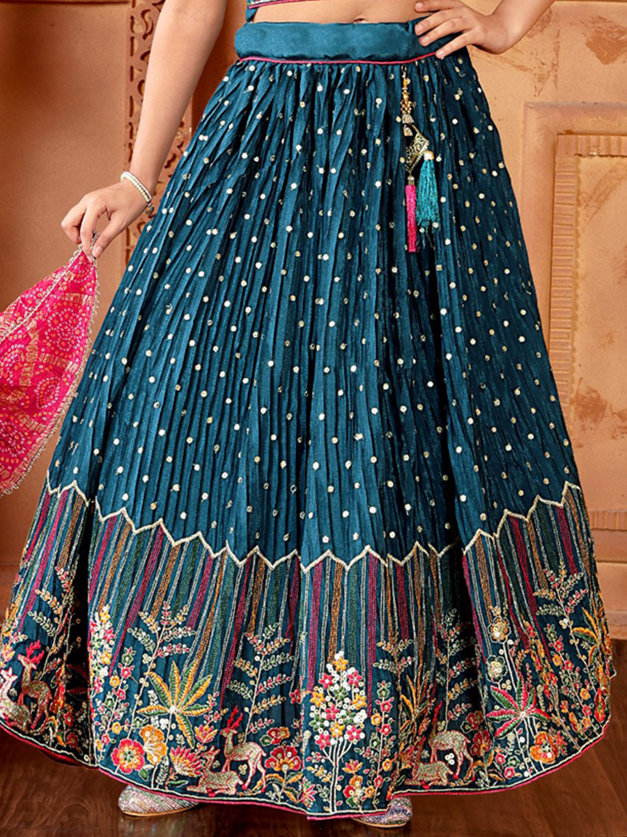 Morepich Chinon Embroidered Wedding Festival Lehengas Girls Wear