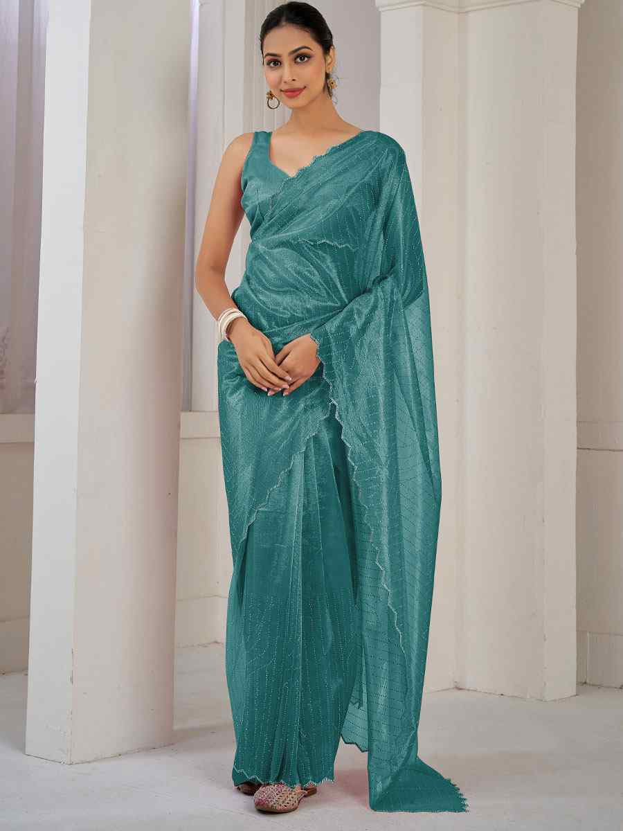 Morpich Soft Organza Net Handwoven Festival Party Classic Style Saree