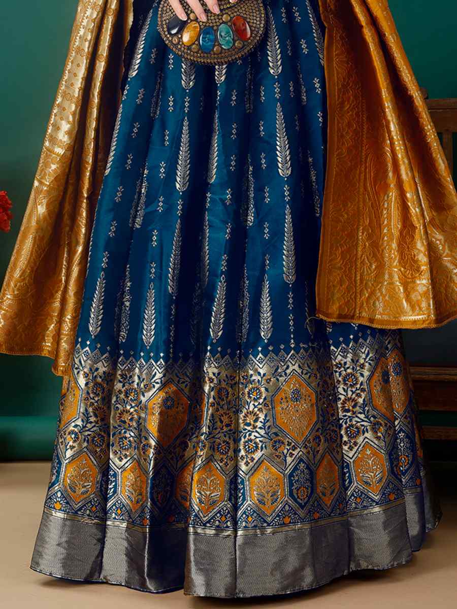 Morpich Soft Silk Jacquard Embroidery Bridesmaid Wedding Heavy Border Lehenga Choli