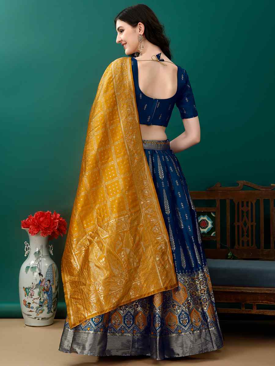 Morpich Soft Silk Jacquard Embroidery Bridesmaid Wedding Heavy Border Lehenga Choli