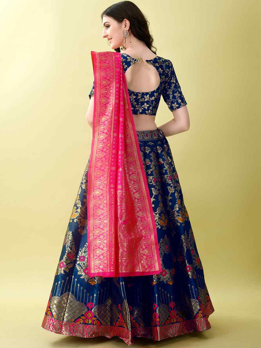 Morpich Soft Silk Jacquard Embroidery Bridesmaid Wedding Heavy Border Lehenga Choli