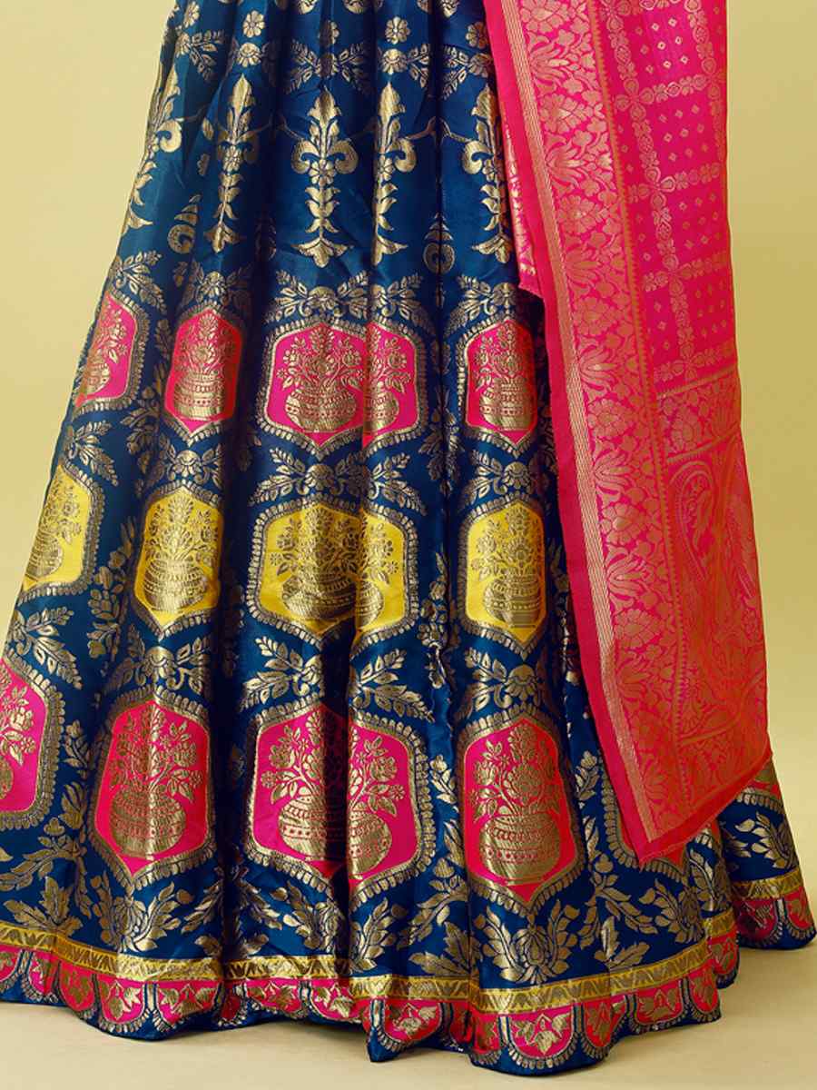 Morpich Soft Silk Jacquard Embroidery Bridesmaid Wedding Heavy Border Lehenga Choli