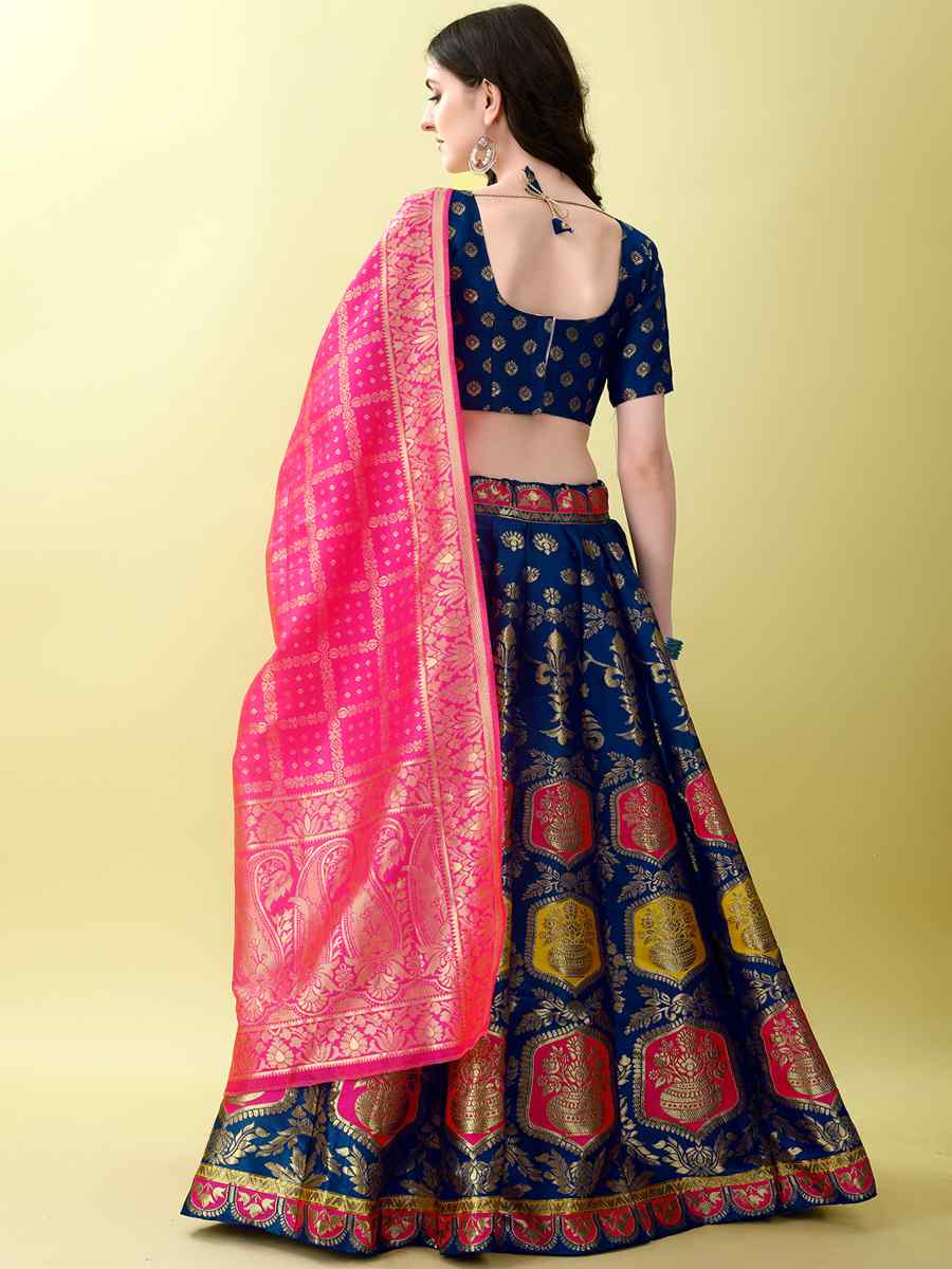 Morpich Soft Silk Jacquard Embroidery Bridesmaid Wedding Heavy Border Lehenga Choli