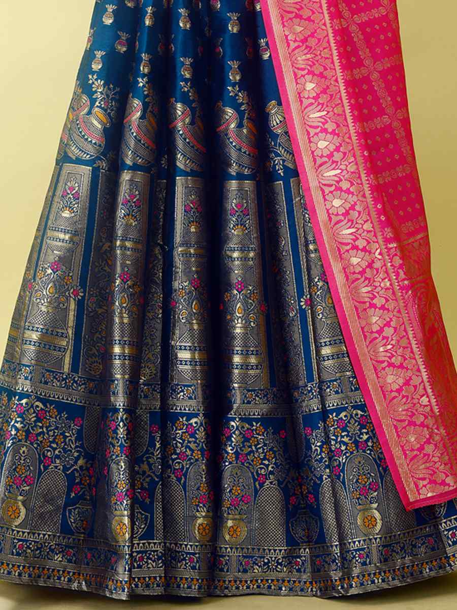 Morpich Soft Silk Jacquard Embroidery Bridesmaid Wedding Heavy Border Lehenga Choli