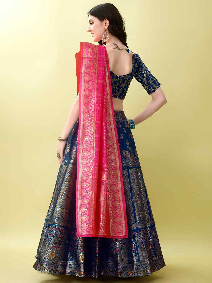 Morpich Soft Silk Jacquard Embroidery Bridesmaid Wedding Heavy Border Lehenga Choli