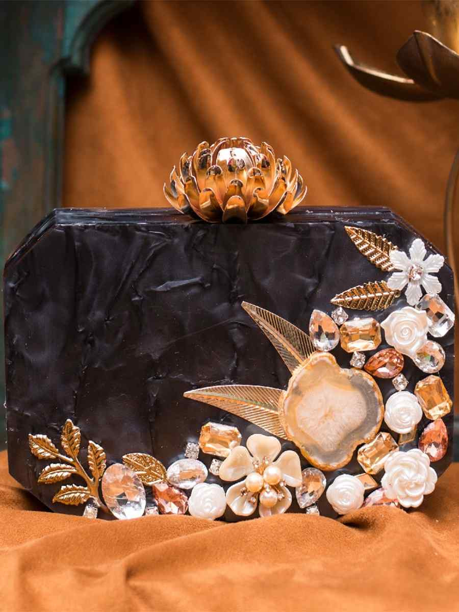 Multi Acrylic Party Wear Stone Clutches