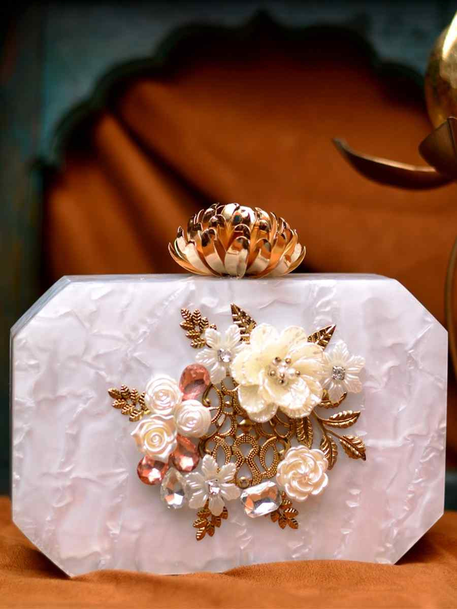 Multi Acrylic Party Wear Stone Clutches