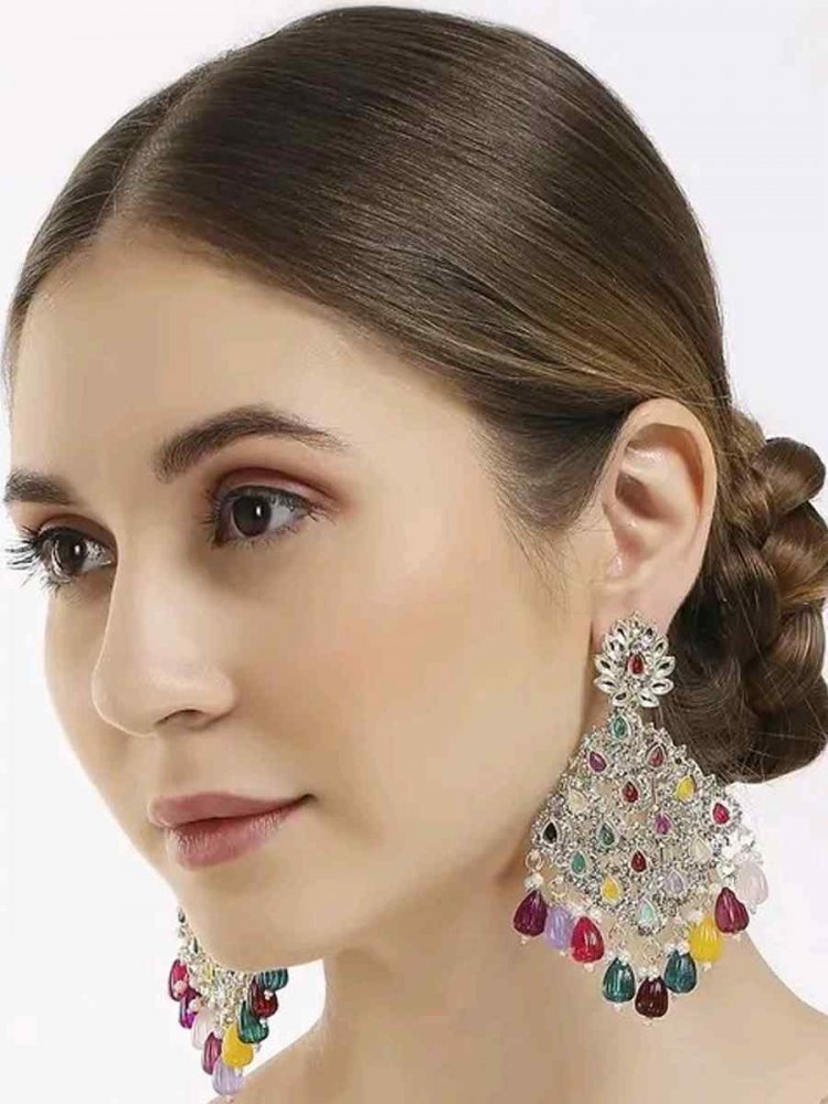 Multi Alloy Festival Wear Kundan Earrings