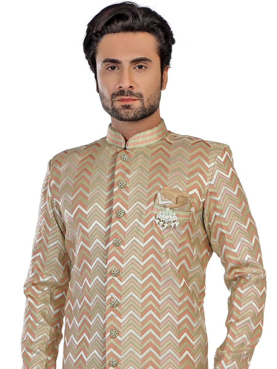 Multi Art Silk Embroidered Party Wedding Kurta