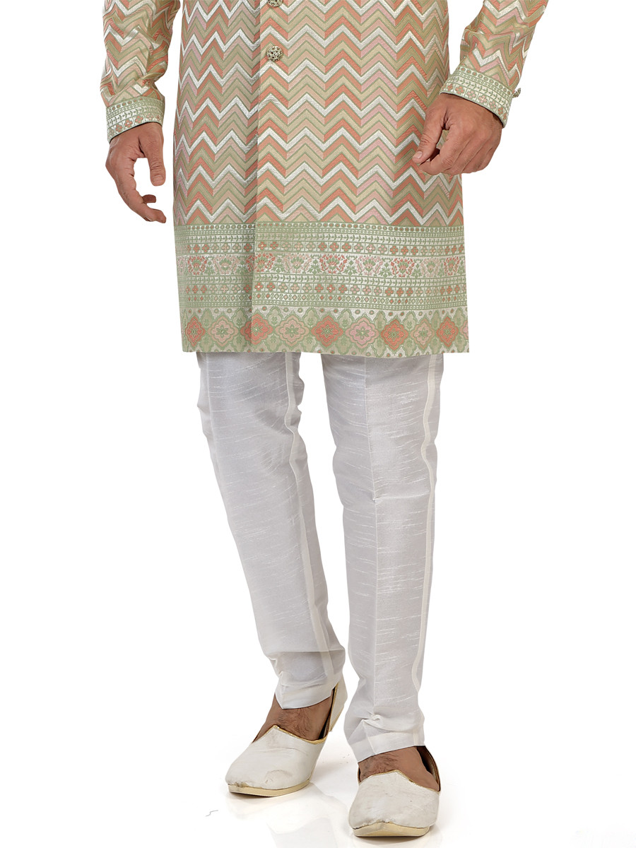 Multi Art Silk Embroidered Party Wedding Kurta