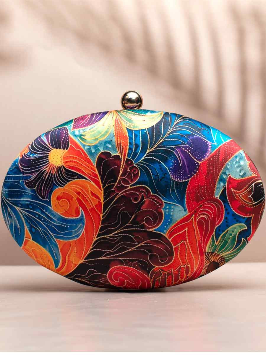 Multi Art Silk Festival Wear Printed Clutches