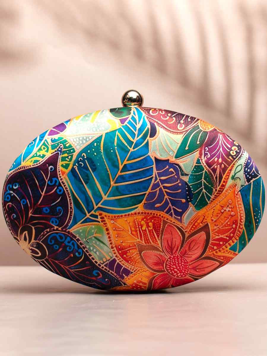 Multi Art Silk Festival Wear Printed Clutches