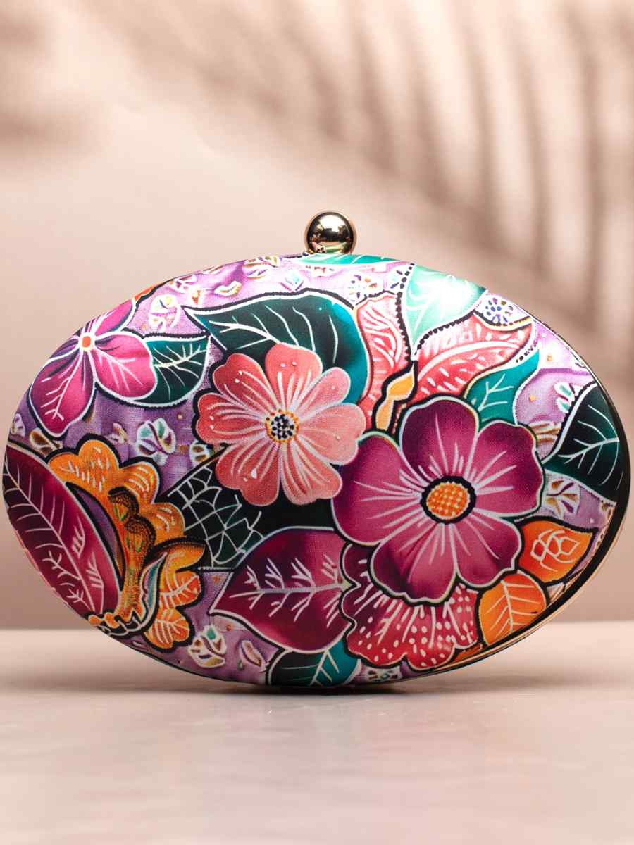 Multi Art Silk Festival Wear Printed Clutches