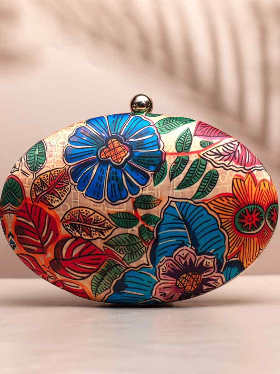 Multi Art Silk Festival Wear Printed Clutches