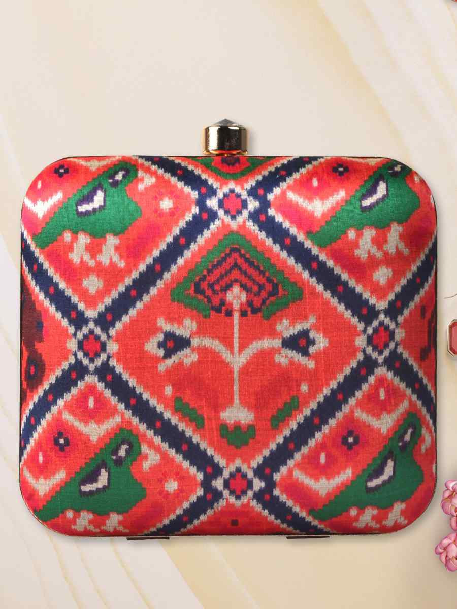 Multi Art Silk Festival Wear Printed Clutches