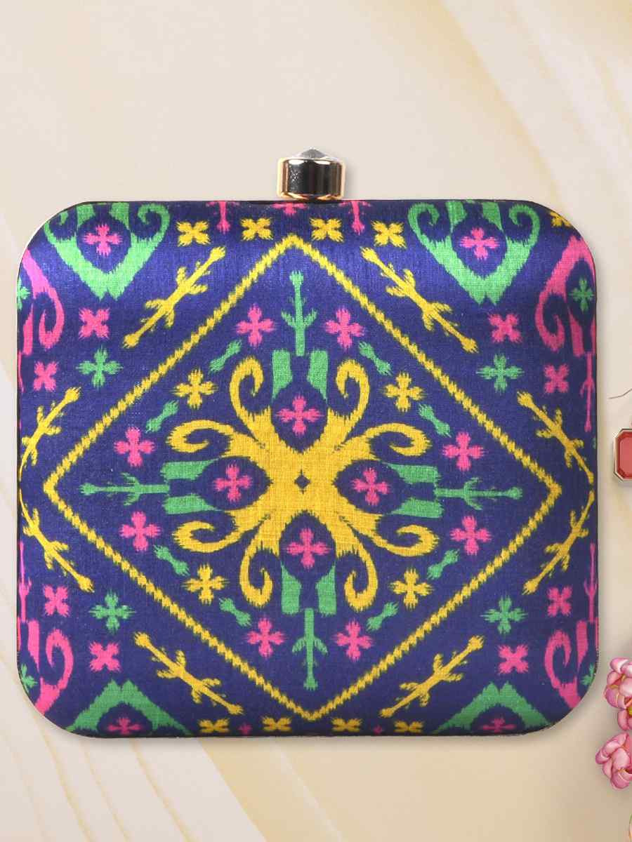 Multi Art Silk Festival Wear Printed Clutches