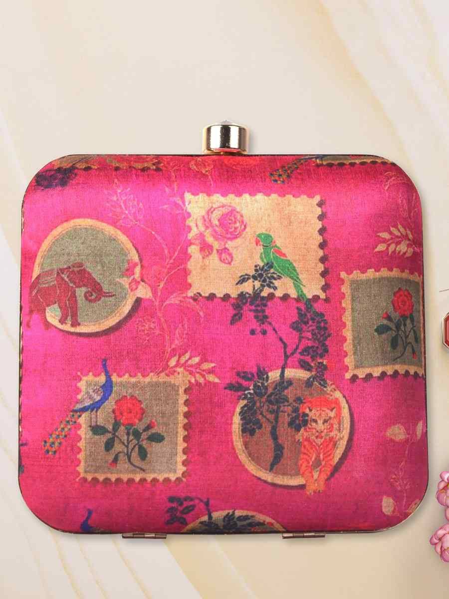 Multi Art Silk Festival Wear Printed Clutches