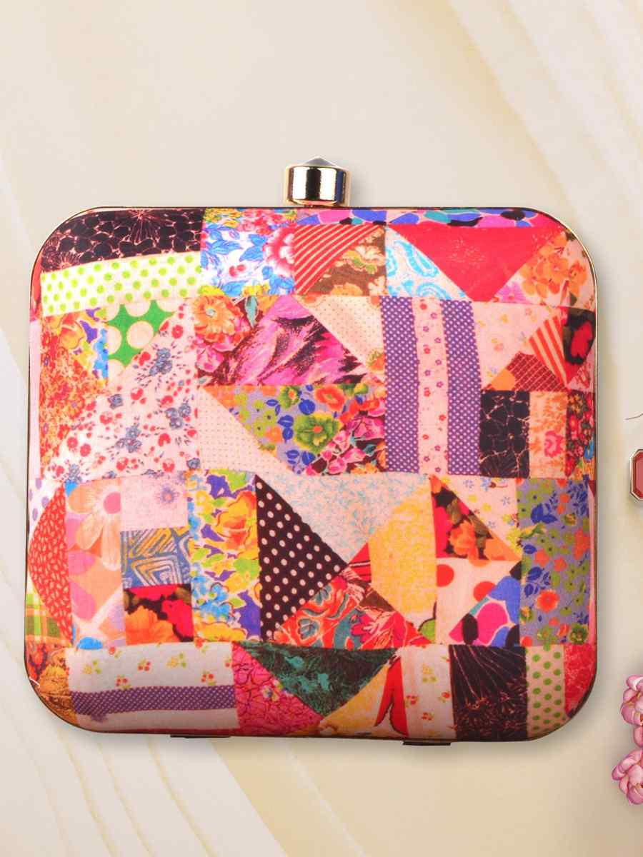 Multi Art Silk Festival Wear Printed Clutches