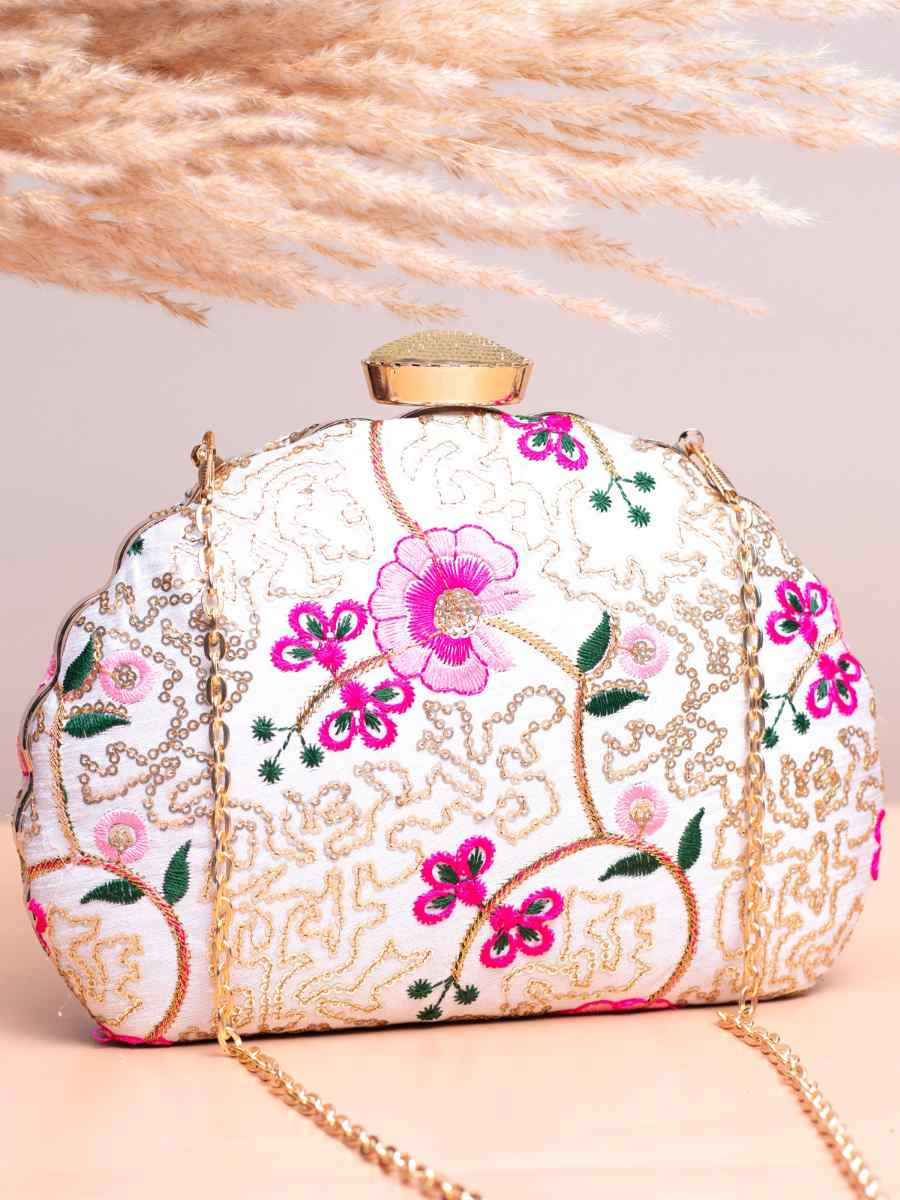 Multi Art Silk Party Wear Embroidered Clutches