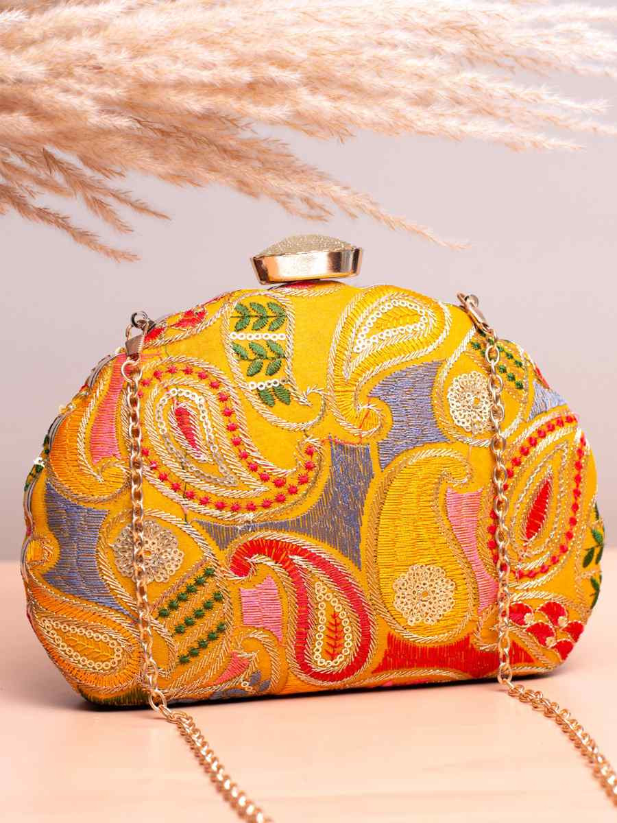 Multi Art Silk Party Wear Embroidered Clutches