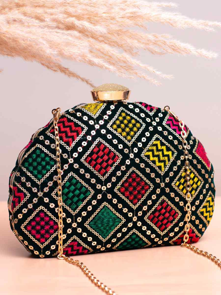 Multi Art Silk Party Wear Embroidered Clutches