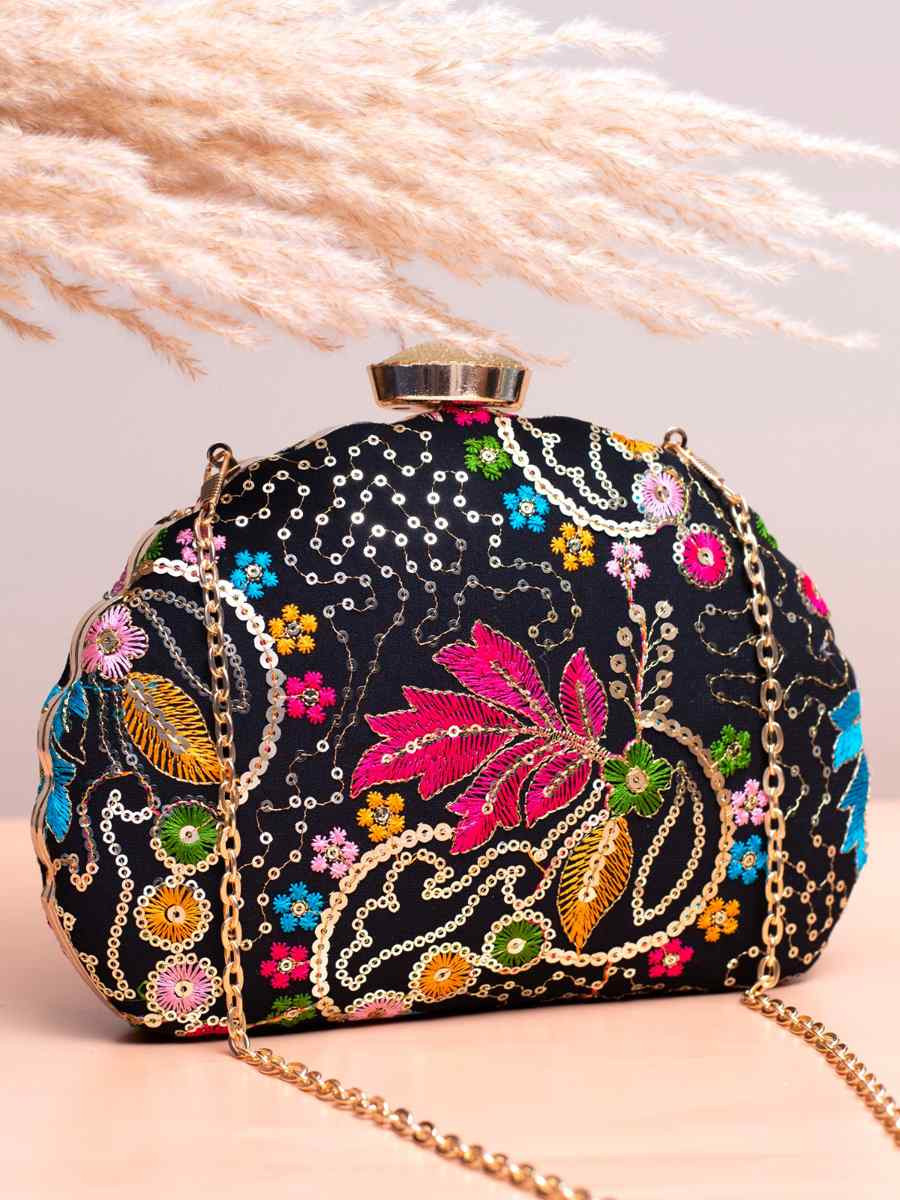 Multi Art Silk Party Wear Embroidered Clutches