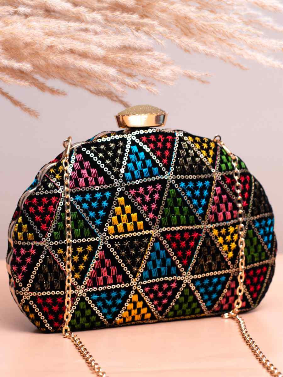 Multi Art Silk Party Wear Embroidered Clutches