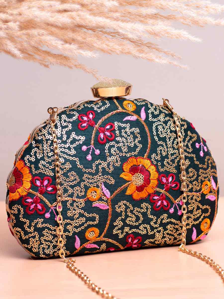 Multi Art Silk Party Wear Embroidered Clutches