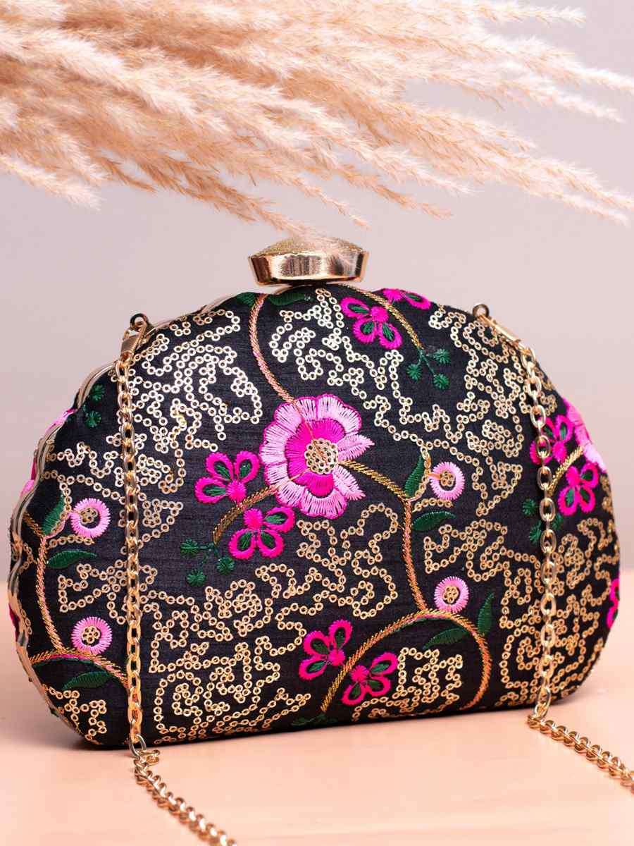 Multi Art Silk Party Wear Embroidered Clutches