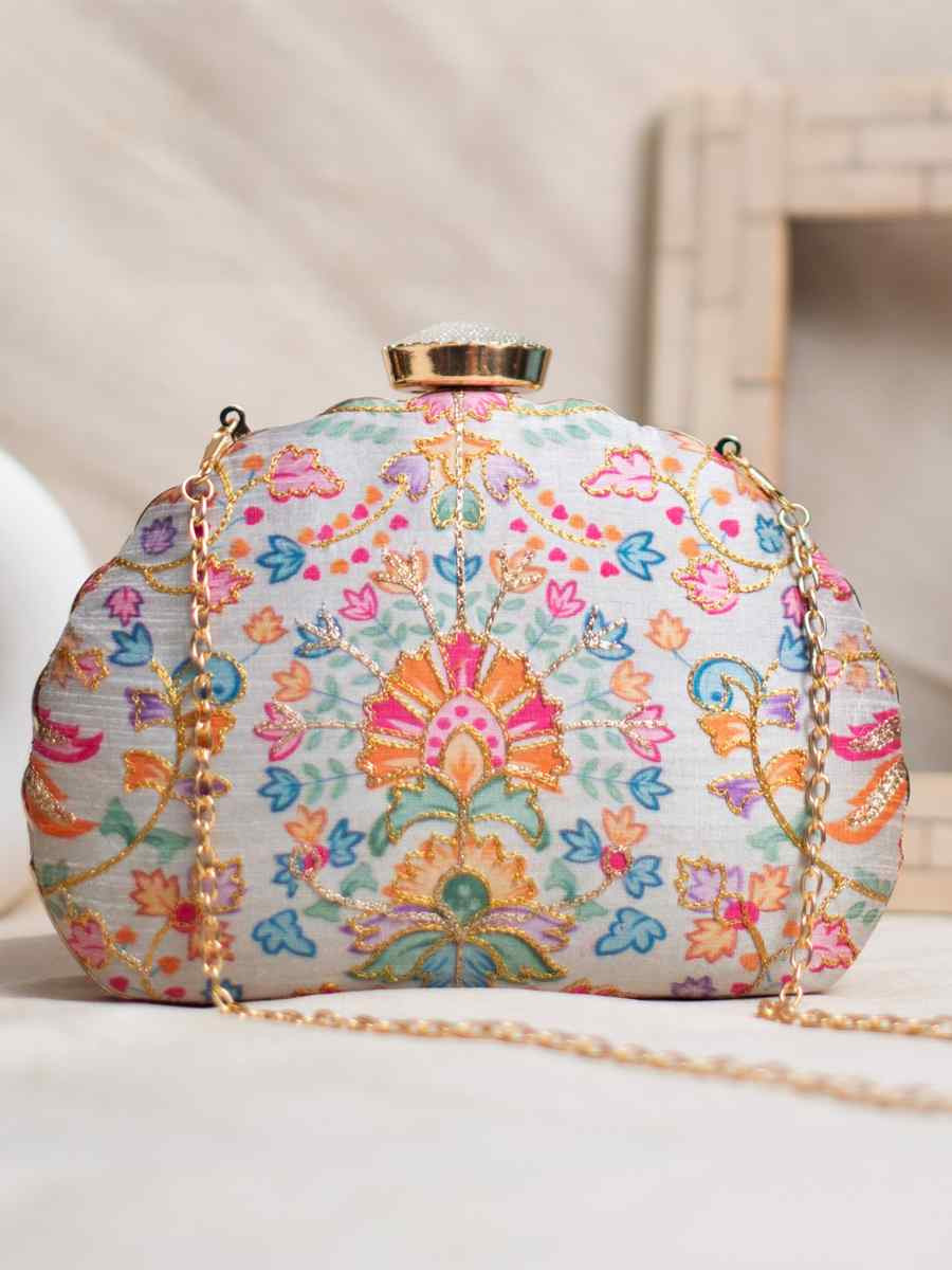 Multi Art Silk Party Wear Embroidered Clutches