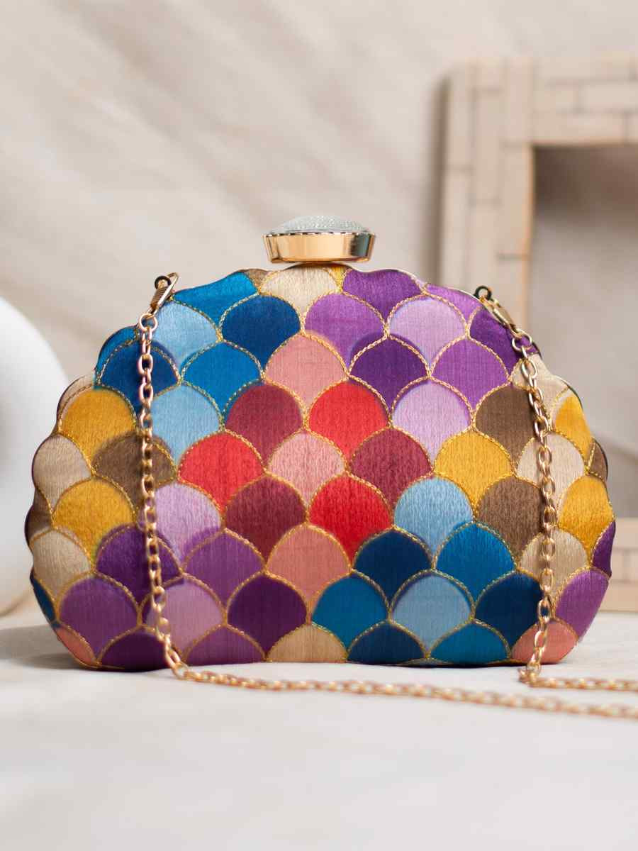 Multi Art Silk Party Wear Embroidered Clutches