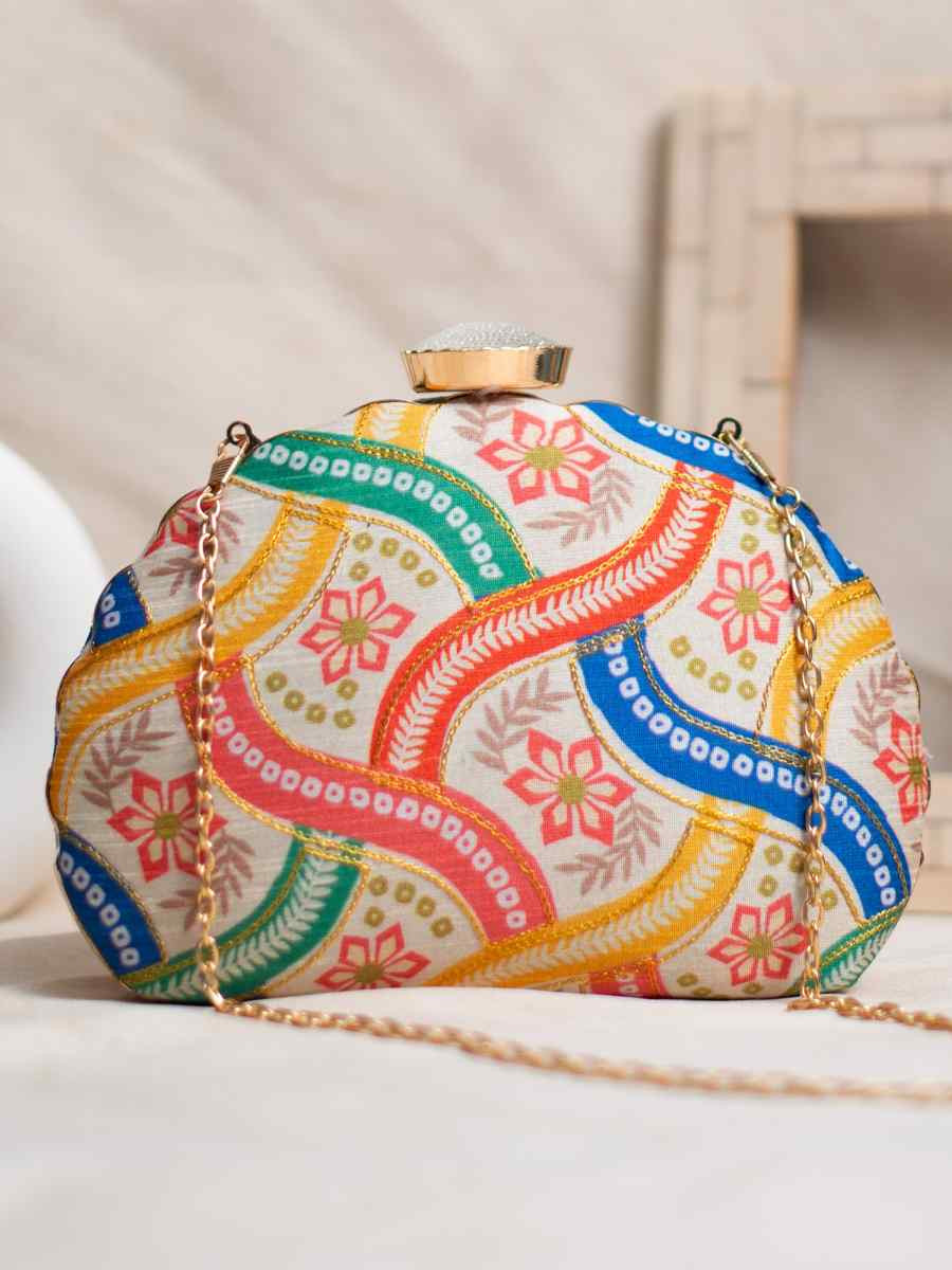 Multi Art Silk Party Wear Embroidered Clutches