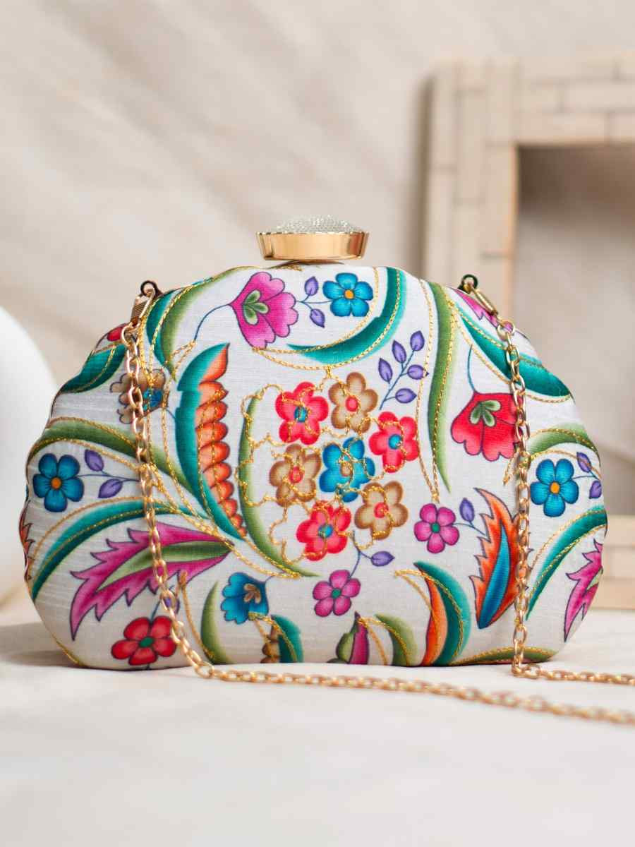 Multi Art Silk Party Wear Embroidered Clutches