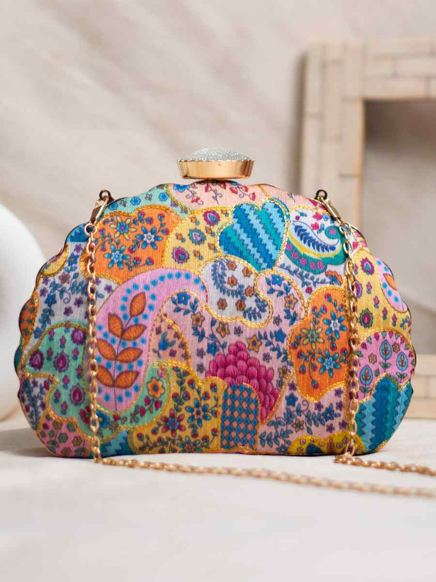 Multi Art Silk Party Wear Embroidered Clutches