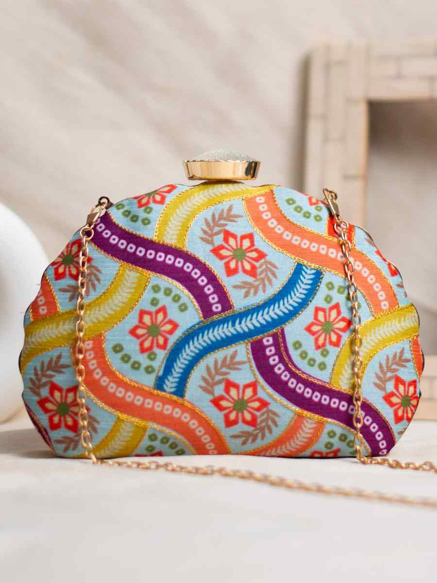 Multi Art Silk Party Wear Embroidered Clutches