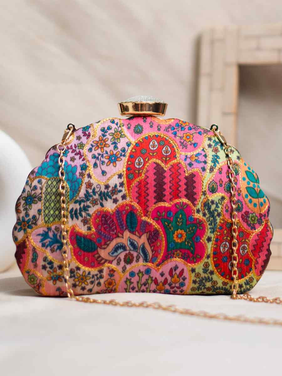 Multi Art Silk Party Wear Embroidered Clutches