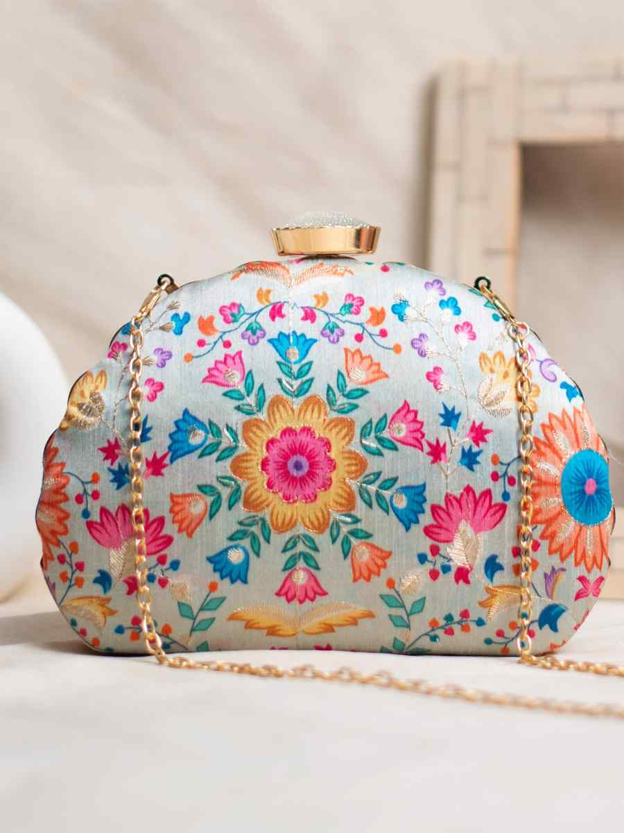 Multi Art Silk Party Wear Embroidered Clutches