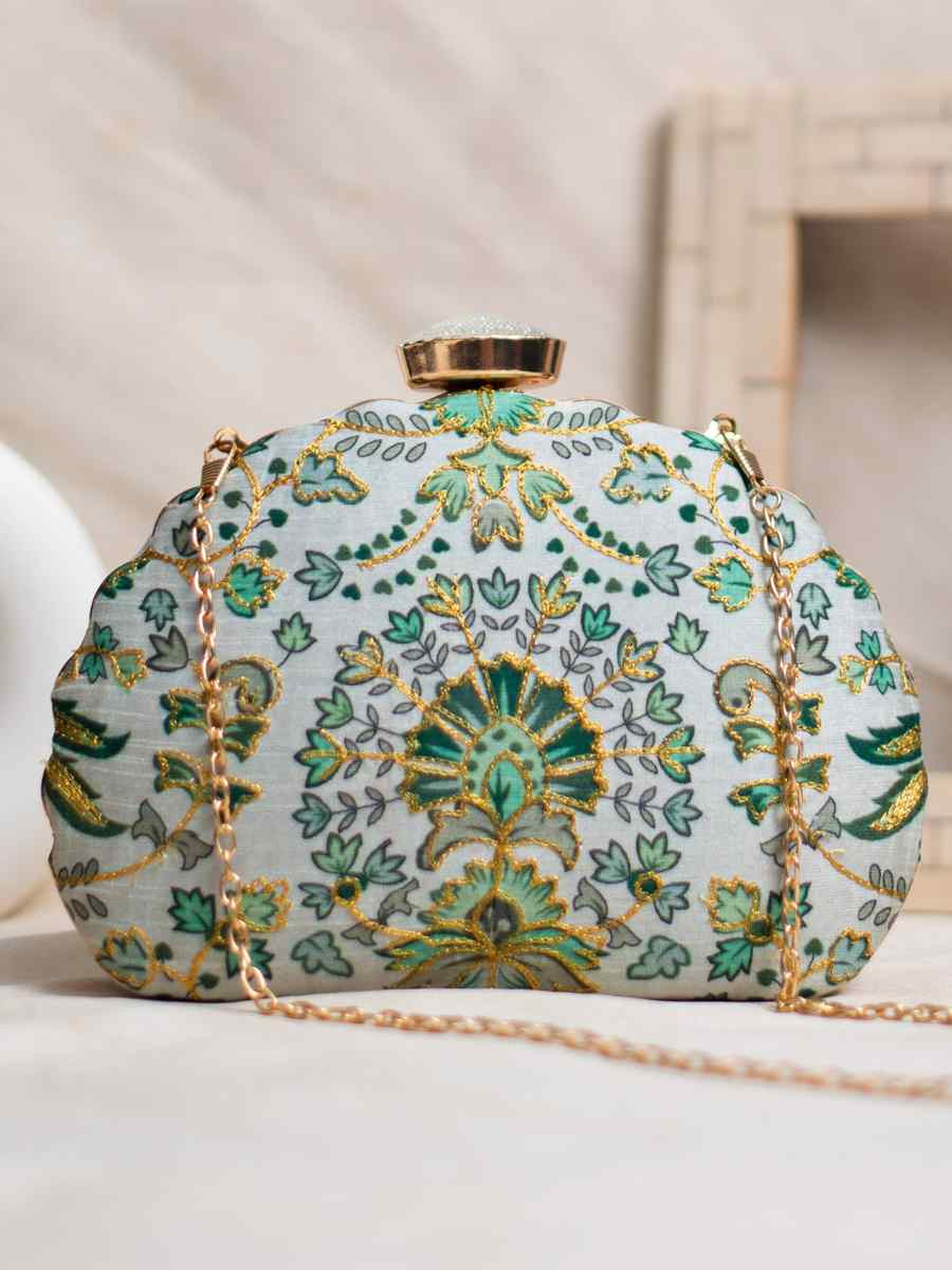 Multi Art Silk Party Wear Embroidered Clutches