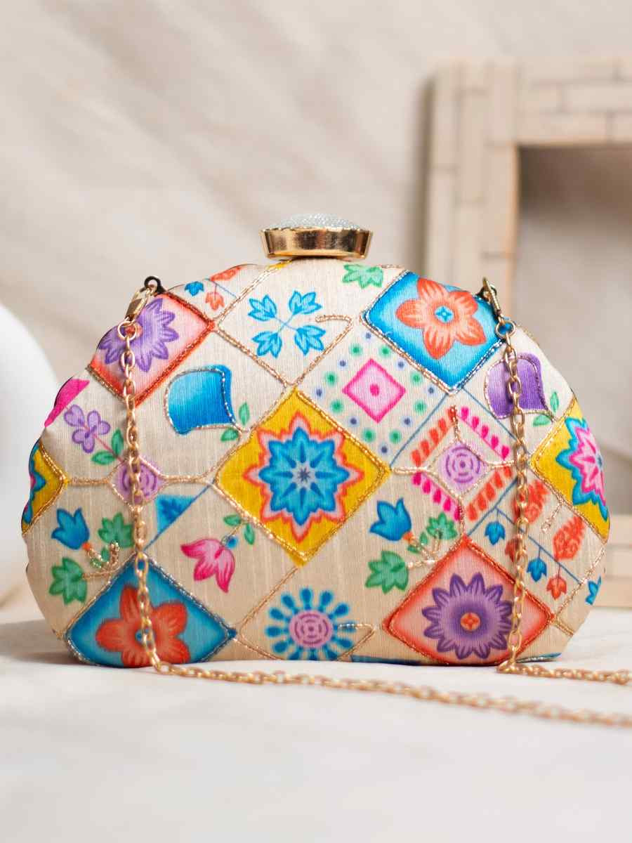 Multi Art Silk Party Wear Embroidered Clutches