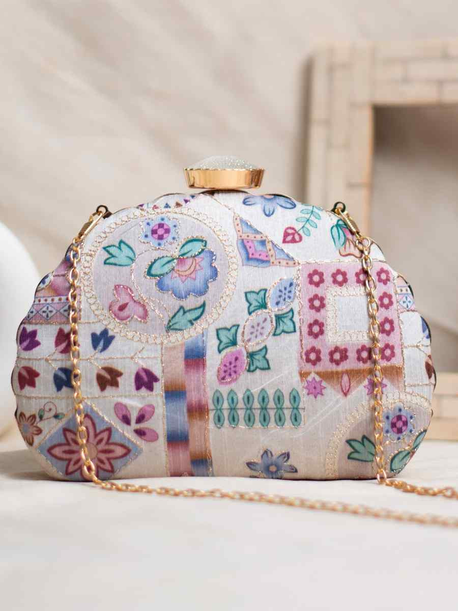 Multi Art Silk Party Wear Embroidered Clutches